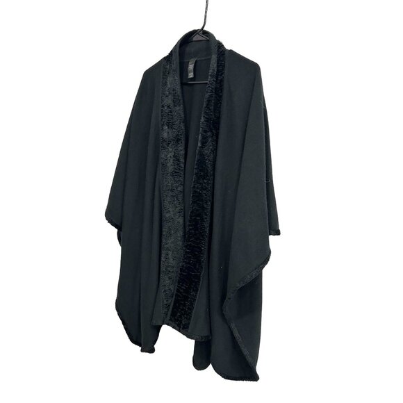 Marks and Spencer St. Michael Shawl Collar Black Wrap Poncho Coat OSFM - Picture 3 of 9